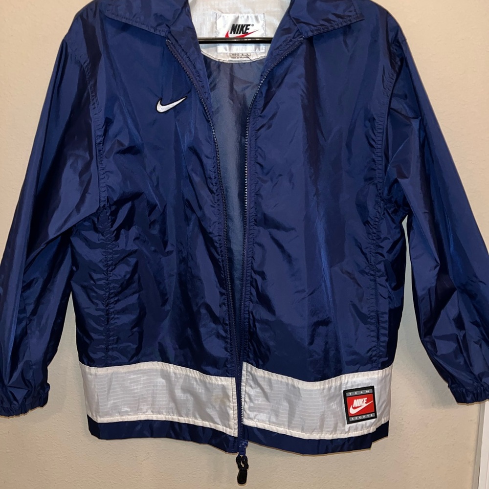 Nike navy blue and white windbreaker child medium